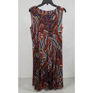 Pleated Midi Dress Sleeveless Stretchy Boho Ethnic Indie Rave Twee Large Blue't